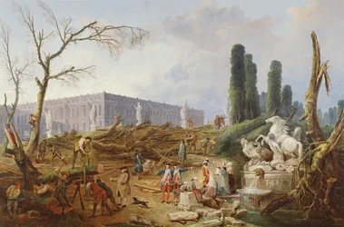 Baumfällung im Garten von Versailles um die Bäder des Apollo, 1775-77